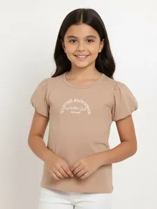 Blusa Manga Curta Vels Juvenil Para Menina - BEGE 14