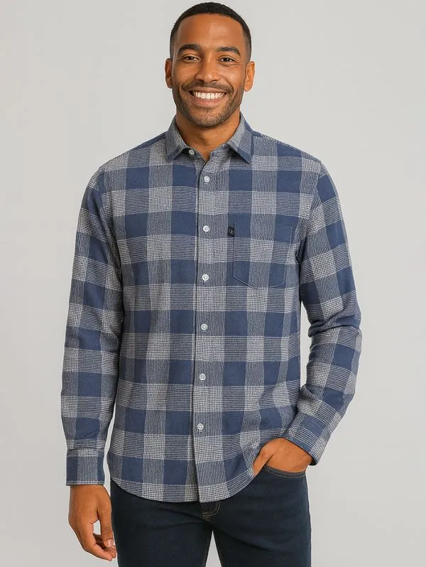 Camisa Manga Longa Vilejack Masculina AZUL 4