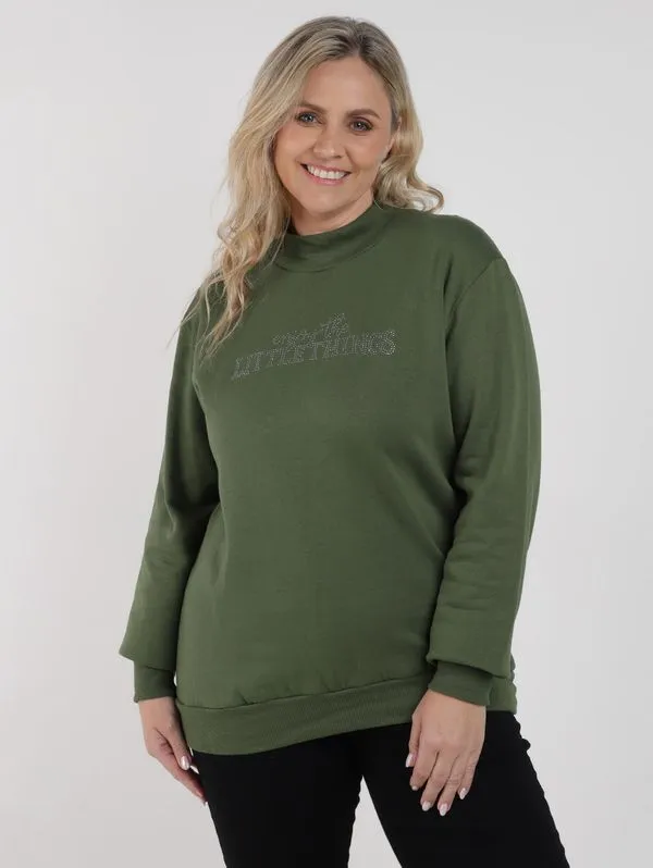 Moletom Gola Alta Plus Size Feminino VERDE G1
