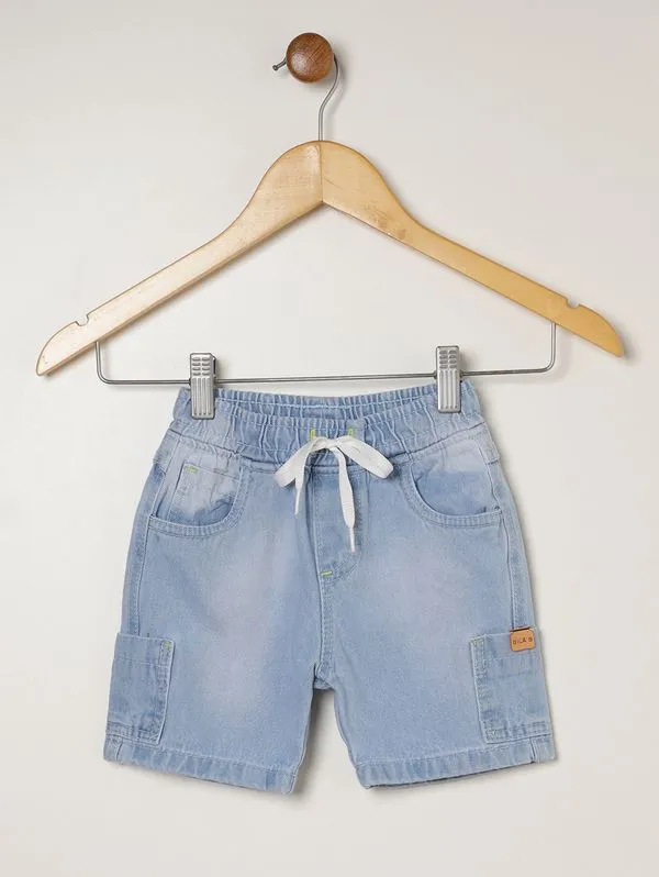 Bermuda Jeans Cargo Infantil Para Menino - AZUL 1