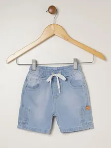 Bermuda Jeans Cargo Infantil Para Menino - AZUL 2