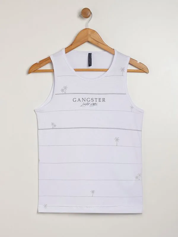 Camiseta Regata Gangster Juvenil Para Menino - BRANCO 14