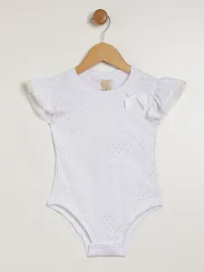 Body Canelado Infantil Para Menina - OFF WHITE 2