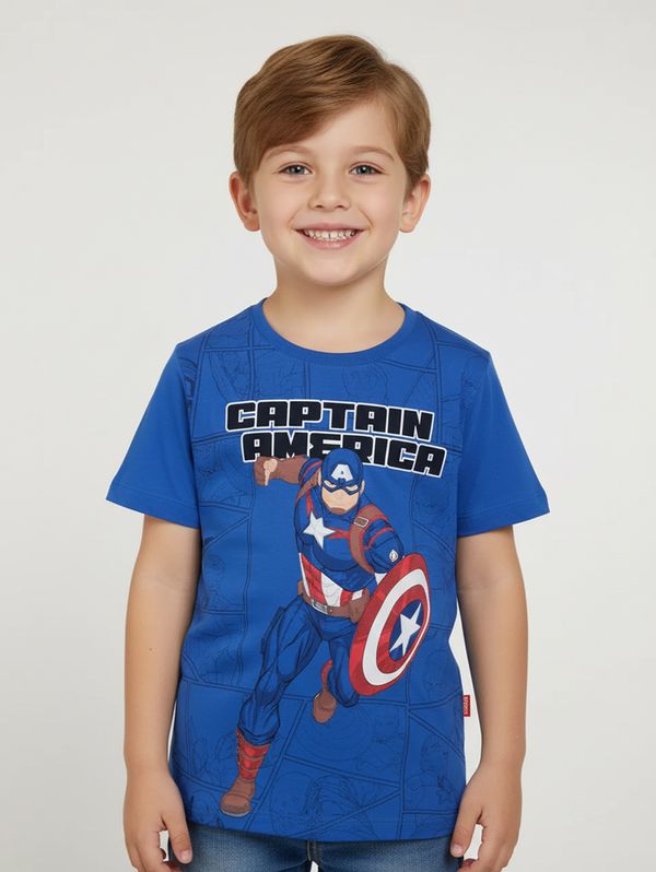 Camiseta Manga Curta Avengers Infantil Para Menino AZUL 6
