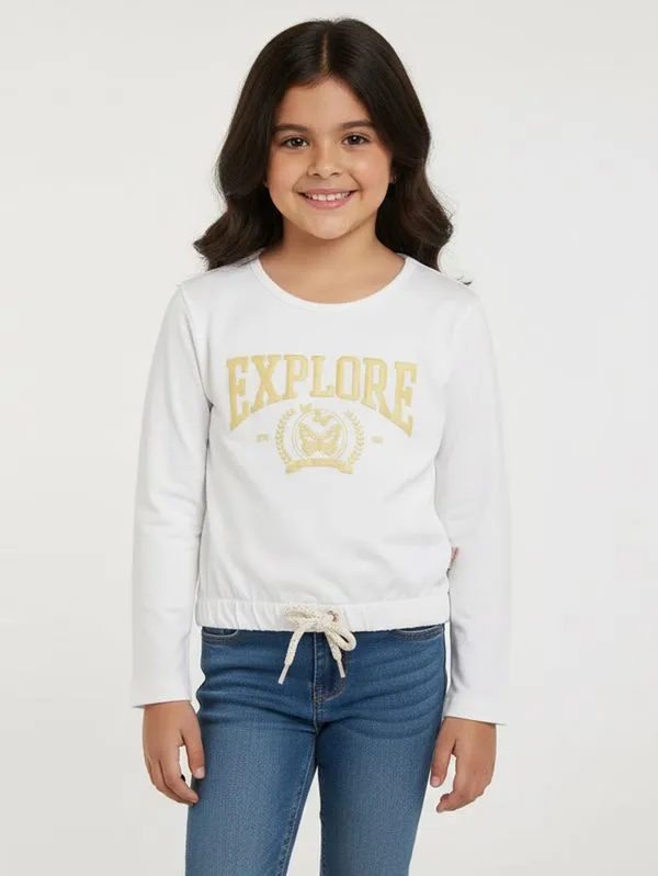 Blusa Manga Longa Infantil Para Menina - NATURAL 10