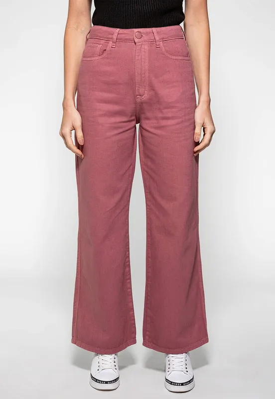 Calça Sarja Wide Leg Guess Vinho