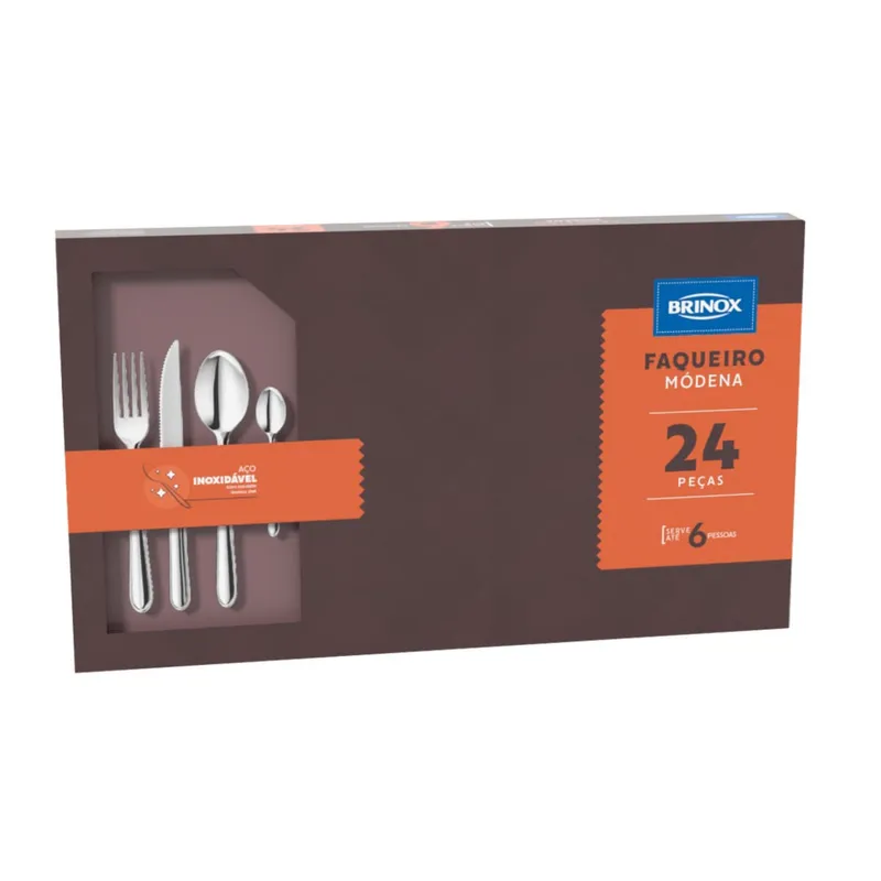 Faqueiro Brinox Módena 24 Peças Aço Inoxidável