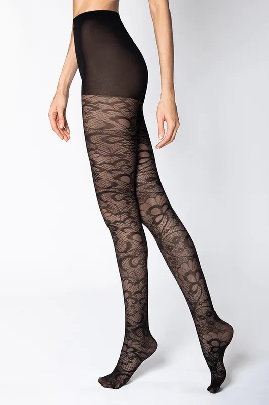 Meia-calça Desenhada Tamanho: P | Cor: Preto
