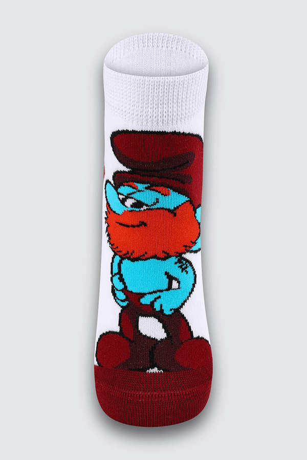 Meia Smurfs KF Tamanho: 810 (Calçados 30 a 36) | Cor: Branca