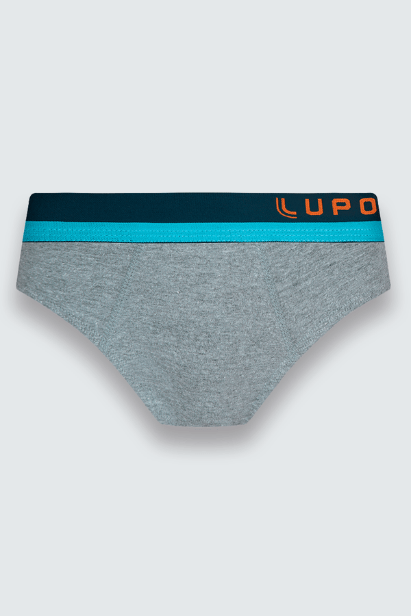 Cueca Slip Algodão Infantil Masculina Lupo Tamanho: 6 a 8 anos | Cor: Chumbo Mescla