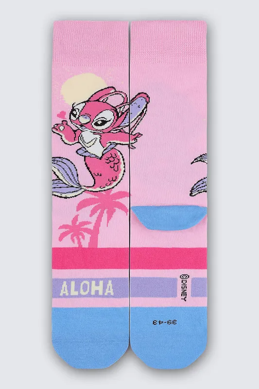 Meia Cano Longo Stitch Unissex Lupo Tamanho: 34 a 38 | Cor: Rosa