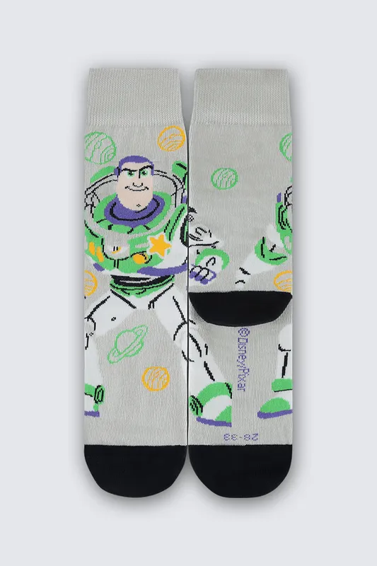 Meia Cano Longo Toy Story Infantil Unissex Lupo Tamanho: 28 a 33 | Cor: Lunar Grey