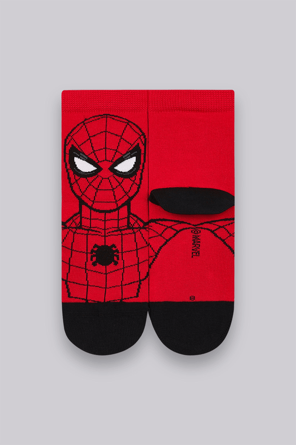 Meia Cano Médio Homem-Aranha Infantil Masculina Lupo Tamanho: 24 a 29 | Cor: Vermelho