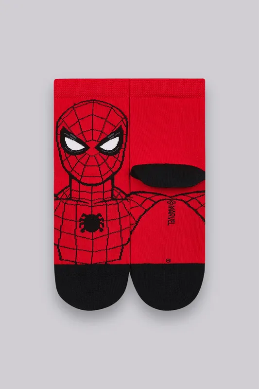 Meia Cano Médio Homem-Aranha Infantil Masculina Lupo Tamanho: 24 a 29 | Cor: Vermelho