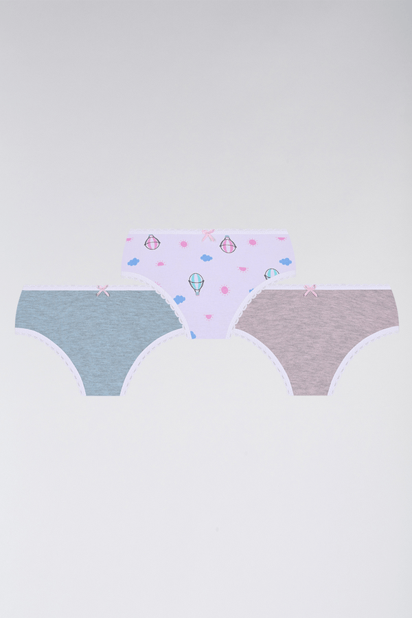 Kit 3 Calcinhas Algodão Infantil Feminina Lupo 1 Tamanho: 6 a 8 anos | Cor: Sortida