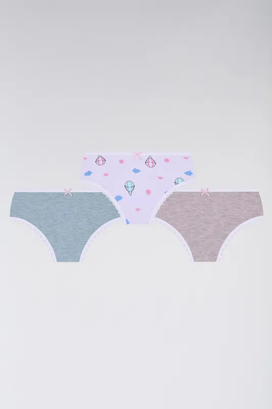 Kit 3 Calcinhas Algodão Infantil Feminina Lupo 1 Tamanho: 6 a 8 anos | Cor: Sortida