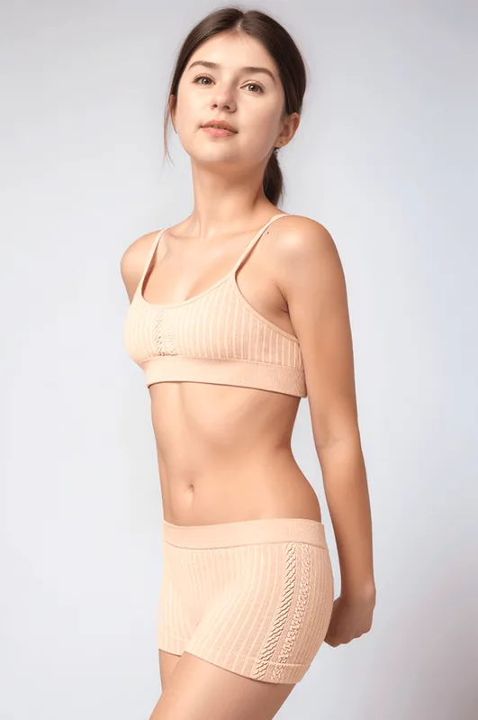 Calcinha Boxer Tricô Sem Costura Teen Feminina Lupo Tamanho: 12 | Cor: Natural Peach