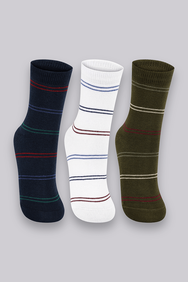 Kit 3 Meias Cano Médio Algodão Infantil Masculina Lupo Tamanho: 30 a 36 | Cor: Sortida