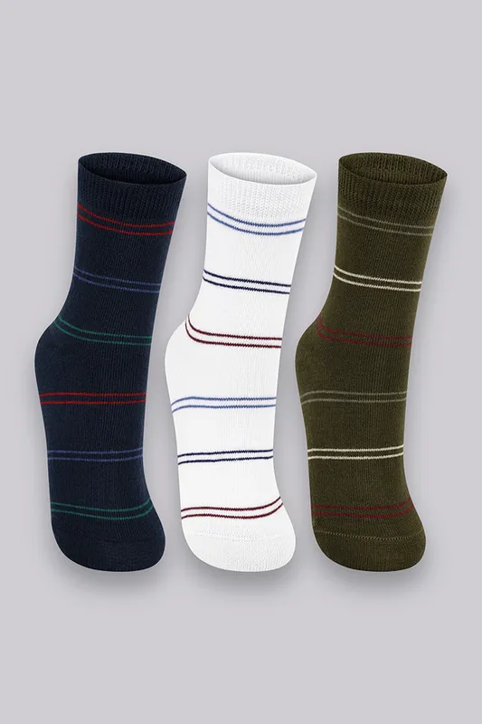 Kit 3 Meias Cano Médio Algodão Infantil Masculina Lupo Tamanho: 24 a 29 | Cor: Sortida