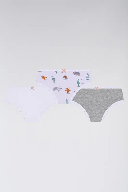 Kit 3 Calcinhas Algodão Infantil Feminina Lupo 1 Tamanho: 3 a 5 anos | Cor: Sortida