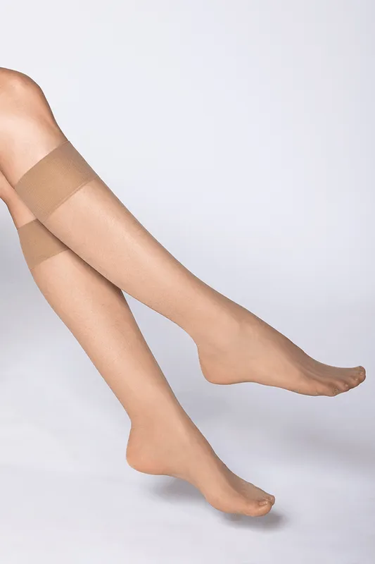 Meia Adulto Fio 15 Transparente 3/4 Com Elastano Mini Lu Loba LD Tamanho: U | Cor: Po De Arroz | 34 a 39