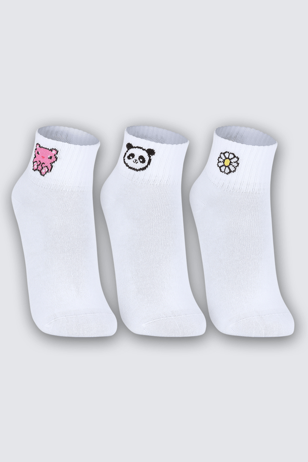 Kit 3 Meias Cano Médio Algodão Infantil Feminina Lupo Tamanho: 30 a 36 | Cor: Sortida