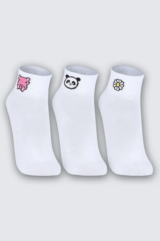 Kit 3 Meias Cano Médio Algodão Infantil Feminina Lupo Tamanho: 30 a 36 | Cor: Sortida