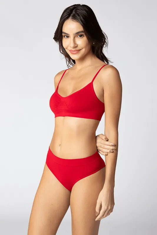 Calcinha Básica Sem Costura Tamanho: G | Cor: Vermelho Tango