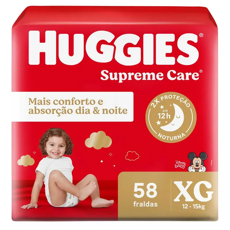 Fralda Huggies Supreme Care XG 58 unidades