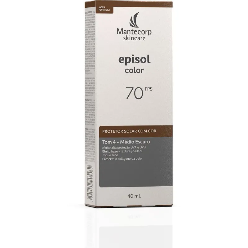 Protetor Solar Facial Episol Color Tom 4 Médio Escuro F 70 40mL