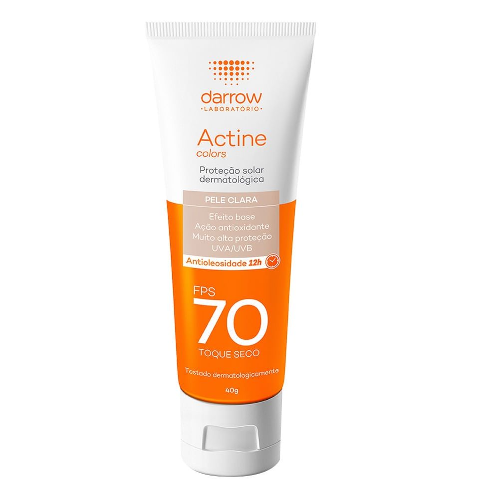 Protetor Solar Facial Darrow Actine Colors Pele Clara FPS 70 com 40g