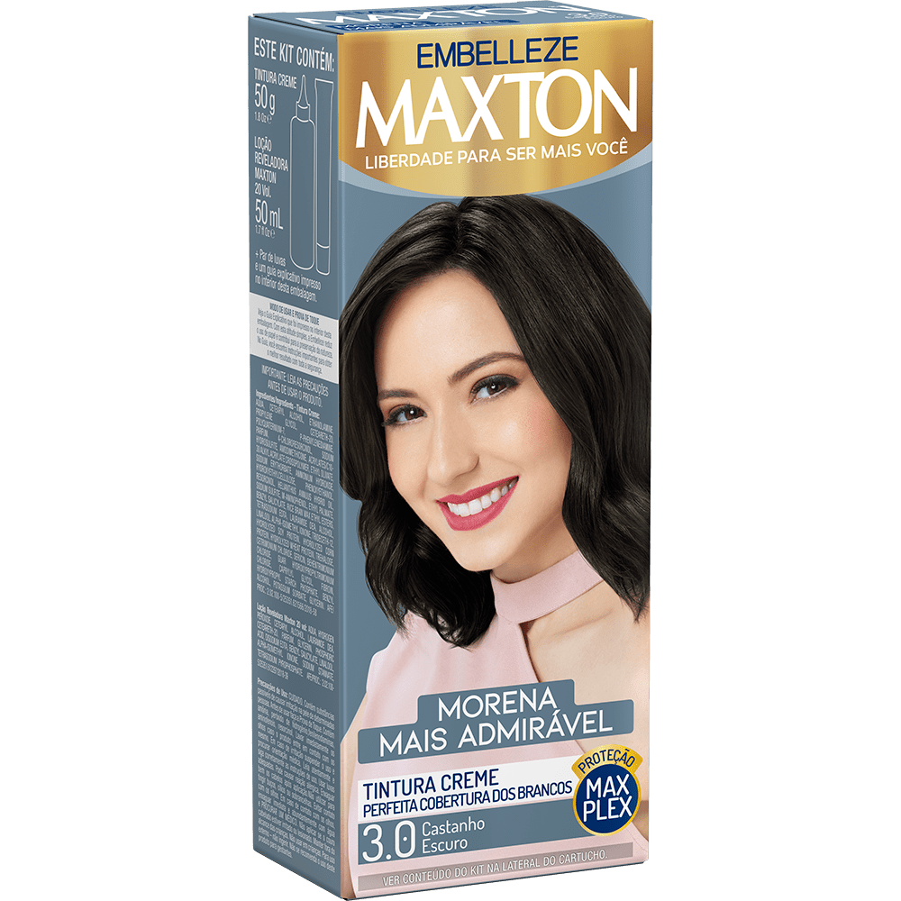 Tinta de Cabelo Maxton Morena +Admirável Castanho Escuro 3.0