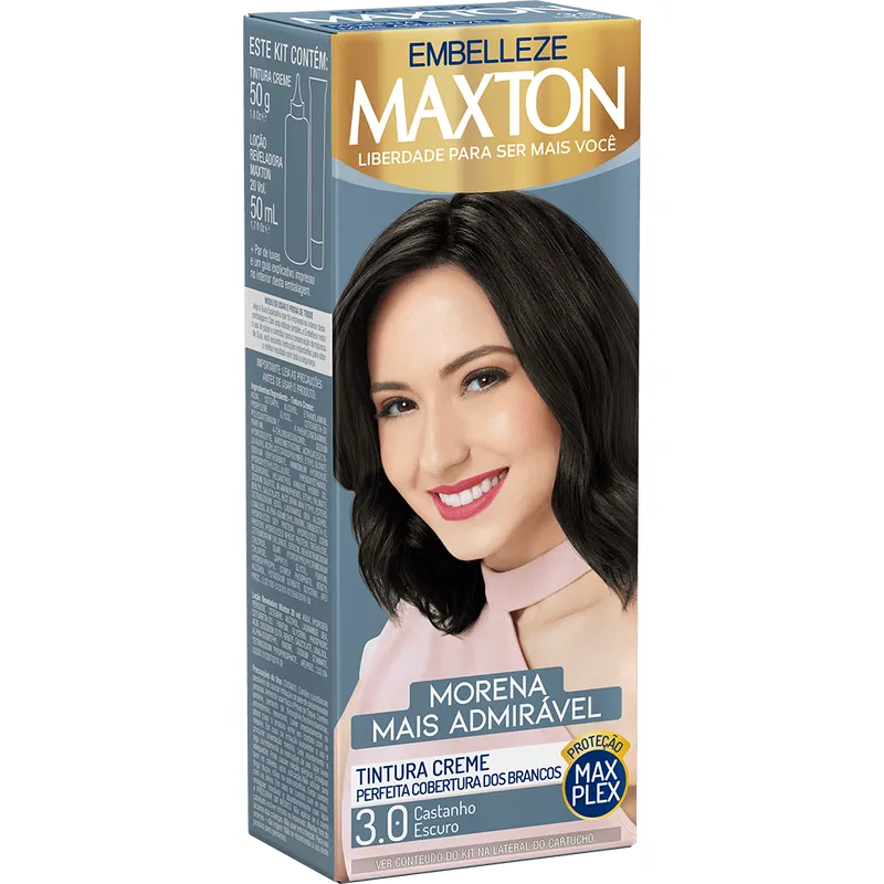 Tinta de Cabelo Maxton Morena +Admirável Castanho Escuro 3.0