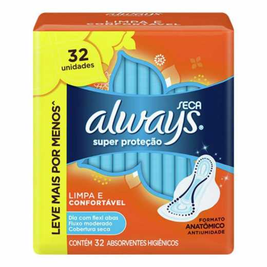 Absorvente Always Super Proteção Cobertura Seca com Abas