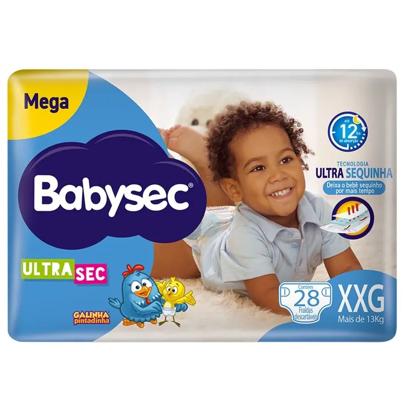 Fralda Babysec Galinha Pintadinha Ultrasec XXG 28 Unidades