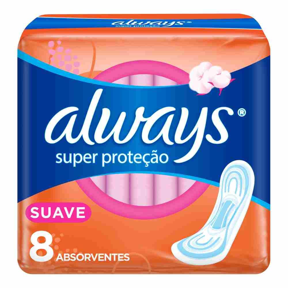 Absorvente Always Super Proteção Suave Sem abas 8 Unidades
