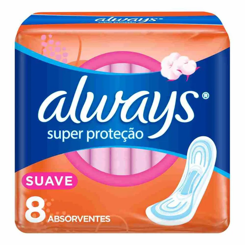 Absorvente Always Super Proteção Suave Sem abas 8 Unidades