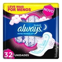 Absorvente Always Noites Tranquilas Suave Com Abas 32 Unidades