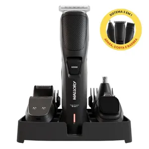 Aparador de Pelos Mallory Total Groom – 16 em 1, Multifuncional, Lâminas em Aço Cromo, Base Suporte e USB – Bivolt