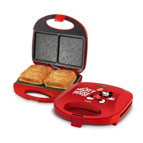 Sanduicheira Elétrica Mallory Mickey Mouse Funny Plates - Placas com Design, Superfície Antiaderente, Luzes LED, Alça com Toque Frio Sanduicheira Elétrica Mallory Mickey Mouse Funny Plates 127V