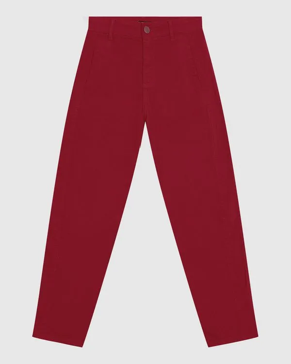 Calça Feminina Slouchy Em Sarja Com Elastano - ENFIM Vermelho - 46