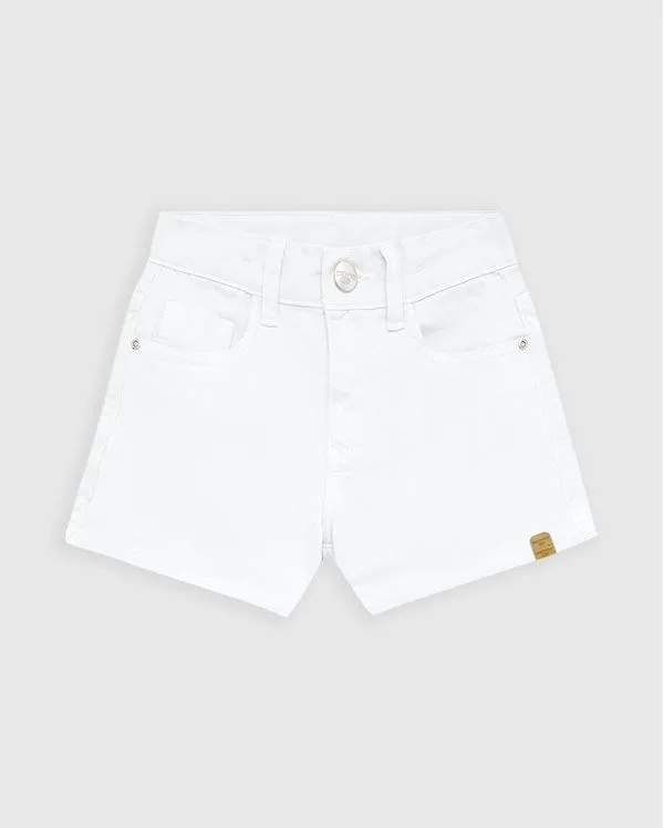 Shorts Infantil Menina Cintura Elástico Ajustável Em Sarja Stretch Malwee Kids Branco - 14
