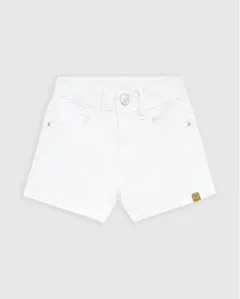 Shorts Infantil Menina Cintura Elástico Ajustável Em Sarja Stretch Malwee Kids Branco - 14