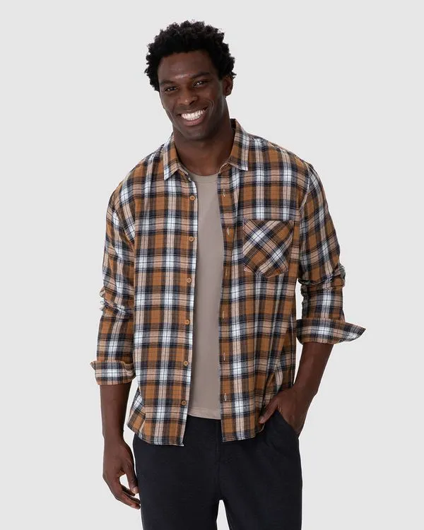 Camisa Masculina Manga Longa Estampa Xadrez Em Algodão Flanelado Marrom - GG