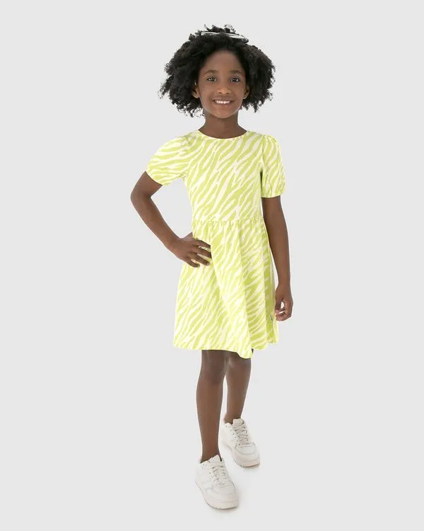 Vestido Infantil Estampa Animal Print Em Algodão Malwee Kids Off White - 16