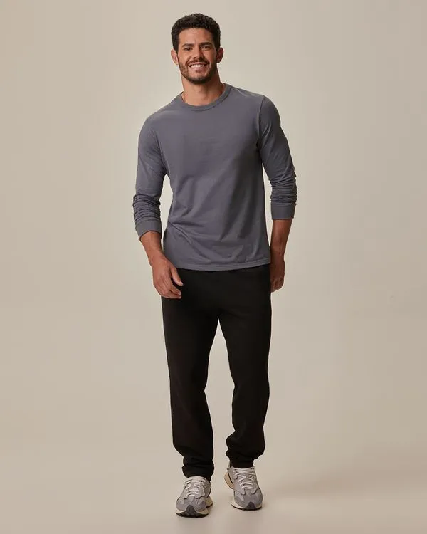 Calça Básica Masculina Bolso Faca Em Moletom Flanelado Preto - M