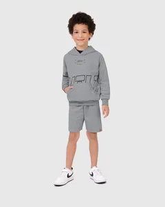 Conjunto Infantil Menino Blusão Com Capuz E Bermuda Em Moletom Malwee Kids Cinza - 4