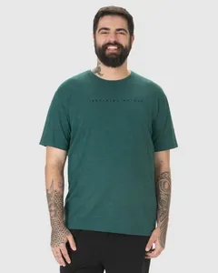 Camiseta Masculina Plus Size Estampa Frontal Em Malha Listrada Eco Verde - G2