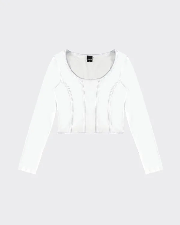 Blusa Justa Feminina Recortes Frontais Em Algodão - ENFIM Branco - M