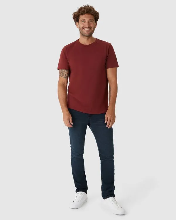 Calça Masculina Slim Cintura Média Etiqueta Decorativa Em Jeans Stretch Azul - 46